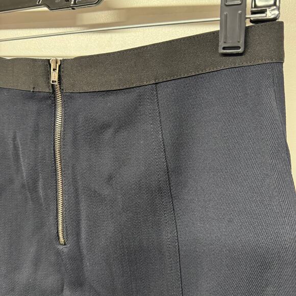 Theory Womens Stretch Wool Zipper Mini Pencil Skirt Black Navy Blue Size 6 - Picture 4 of 9